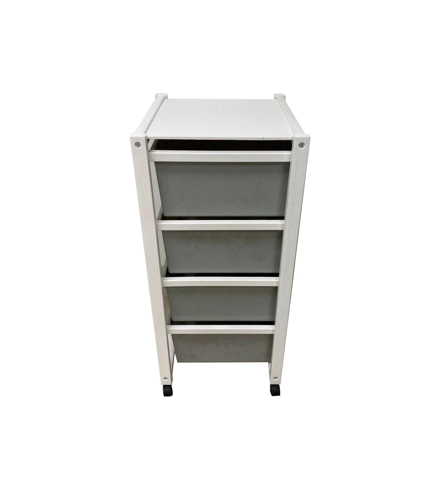 Carrello "millenium" bianco e tortora in legno e plastica, 36,5x37,5x82 cm